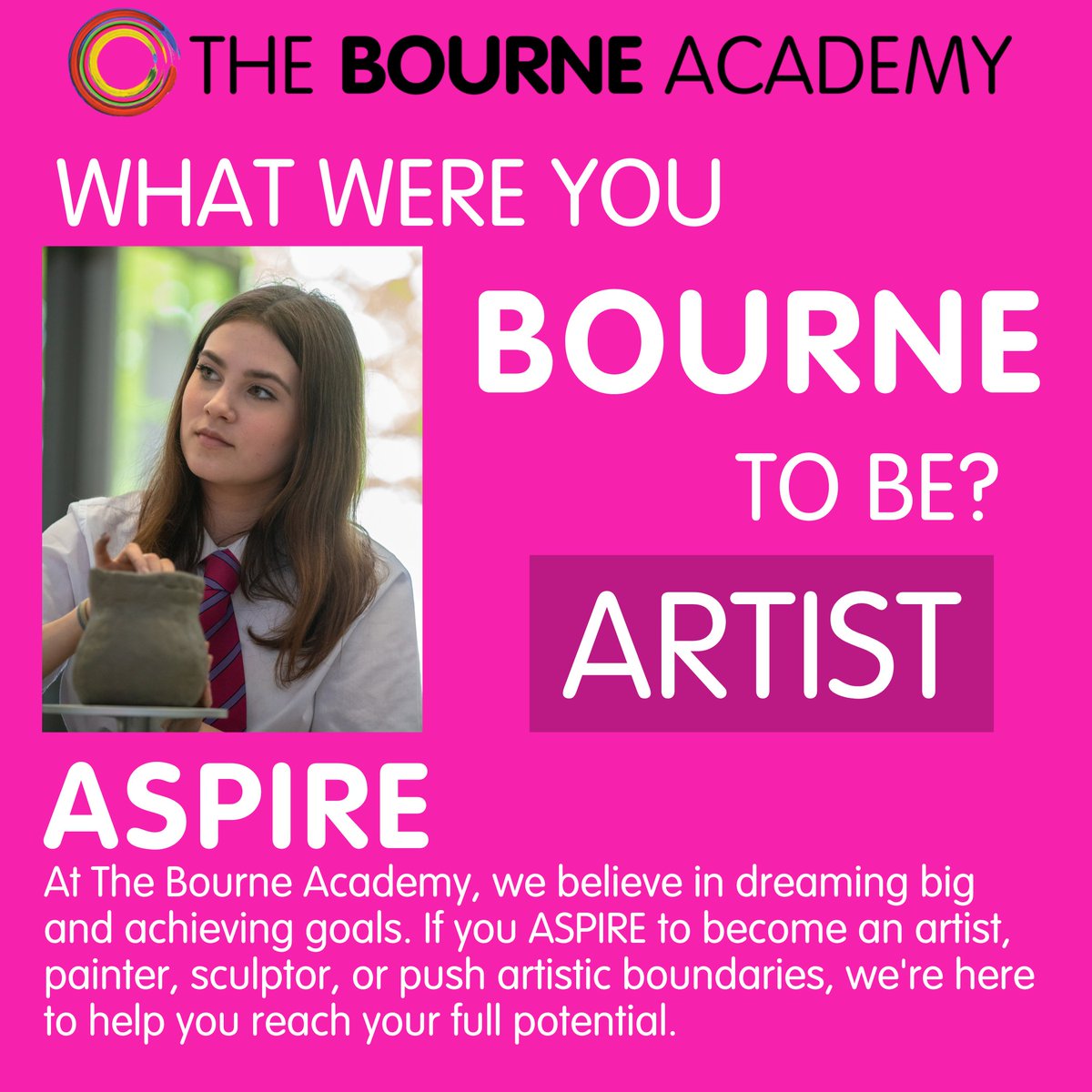 BourneAcademy's tweet photo. What were you Bourne to be?
ASPIRE to reach your full potential at The Bourne Academy.
#ASPIRE #BournetoASPIRE #Thebourneacademy https://t.co/lPvLGfIo6e