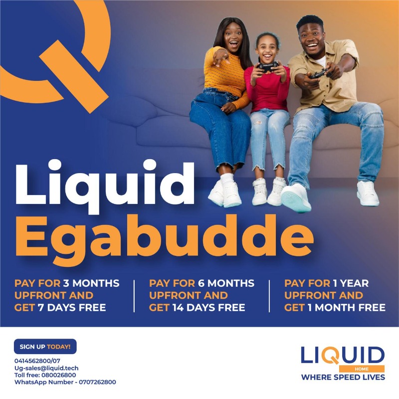 liquidhomeug's tweet photo. Liquid Egabudde! Pay less and enjoy more and more of pure unlimited home internet at absolutely no extra cost. Pay for 3 months or more upfront and enjoy extra days. Click here to sign up https://t.co/gH6dq9Sdi6 or call 0742562800 https://t.co/y7XEU1srwe