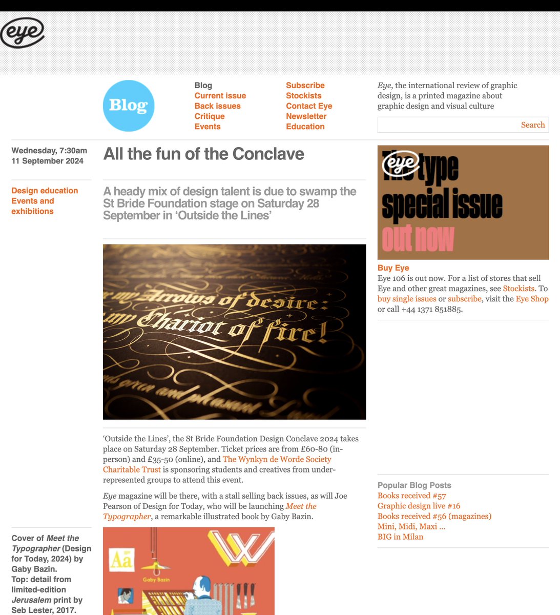 Find out more about our Design Conclave ‘Outside the Lines’ via the <a href="/eyemagazine/">Eye magazine</a> blog: eyemagazine.com/blog/post/all-…