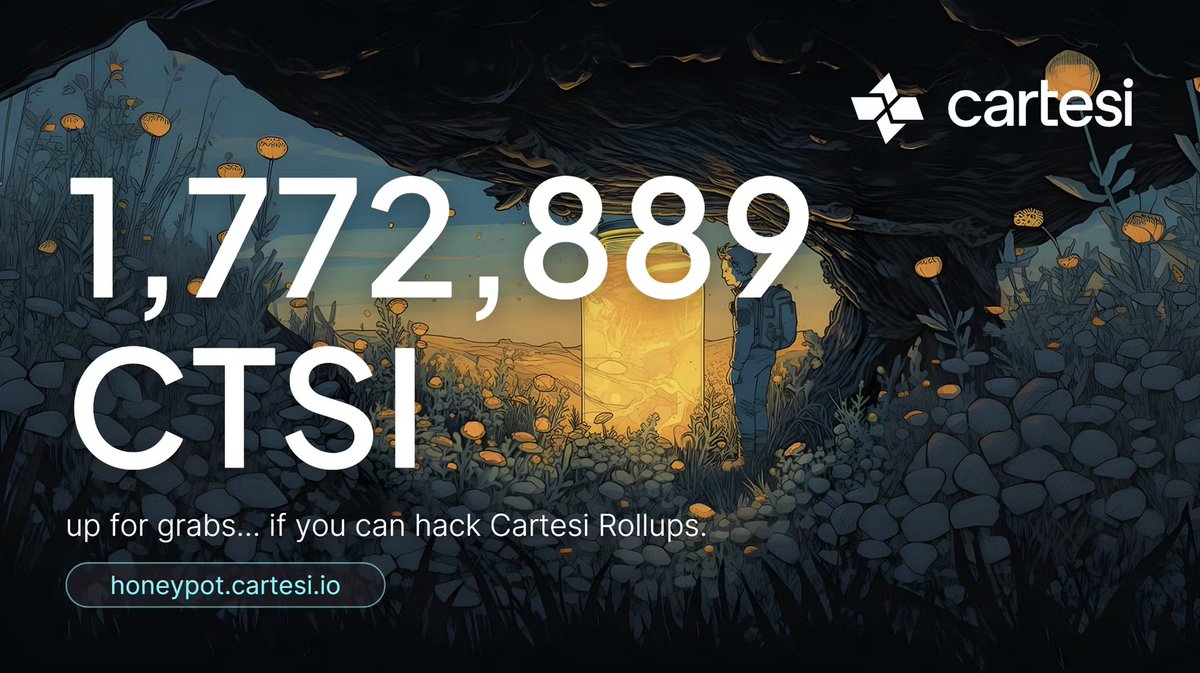 cartesiproject's tweet photo. Happy 1st birthday to the Cartesi Honeypot! 🎉
Celebrating a year of proving the security of Cartesi Rollups.
https://t.co/dqb37dHaaG https://t.co/egLGCjaXod