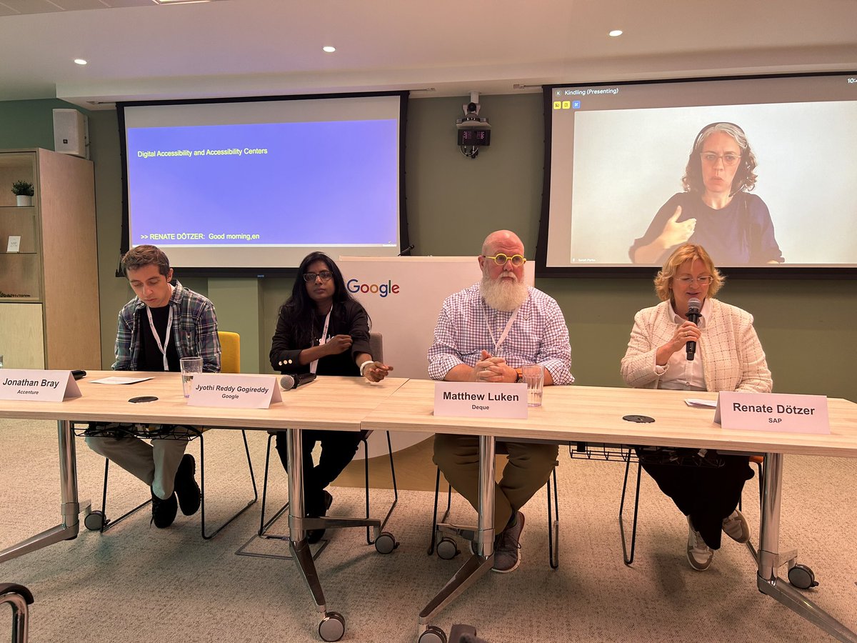 Very proud of my lovely <a href="/SAP/">SAP</a> colleague Renate Dötzer who is moderating the panel discussion on Digital Accessibility with <a href="/Accenture/">Accenture</a> <a href="/Google/">Google</a> <a href="/dequesystems/">Deque Systems</a> at the <a href="/DisabilityIN/">Disability:IN</a> conference today - go Renate!! #disabilityinclusion