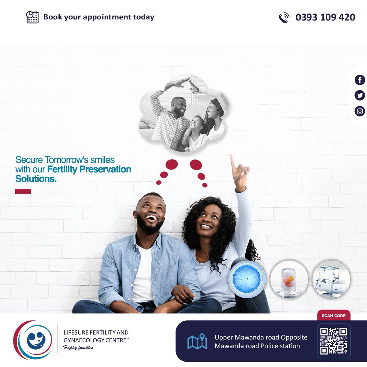 LifesureC's tweet photo. Focusing on your career, undergoing treatment or not just yet ready for a family? Worry not! Our Fertility Preservation Solution preserve your dream family’s smile for whenever your ready.
Find us at Upper Mawanda road, Opposite Upper Mawanda Police Station.
#LifeSure https://t.co/mKDsVDr4lw