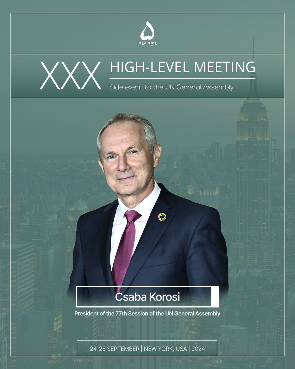 NizamiGanjaviIC's tweet photo. We are proud to have 6 former Presidents of the @UN General Assembly to join us 
#XXXHLMeeting New York https://t.co/P5COrhkcU4