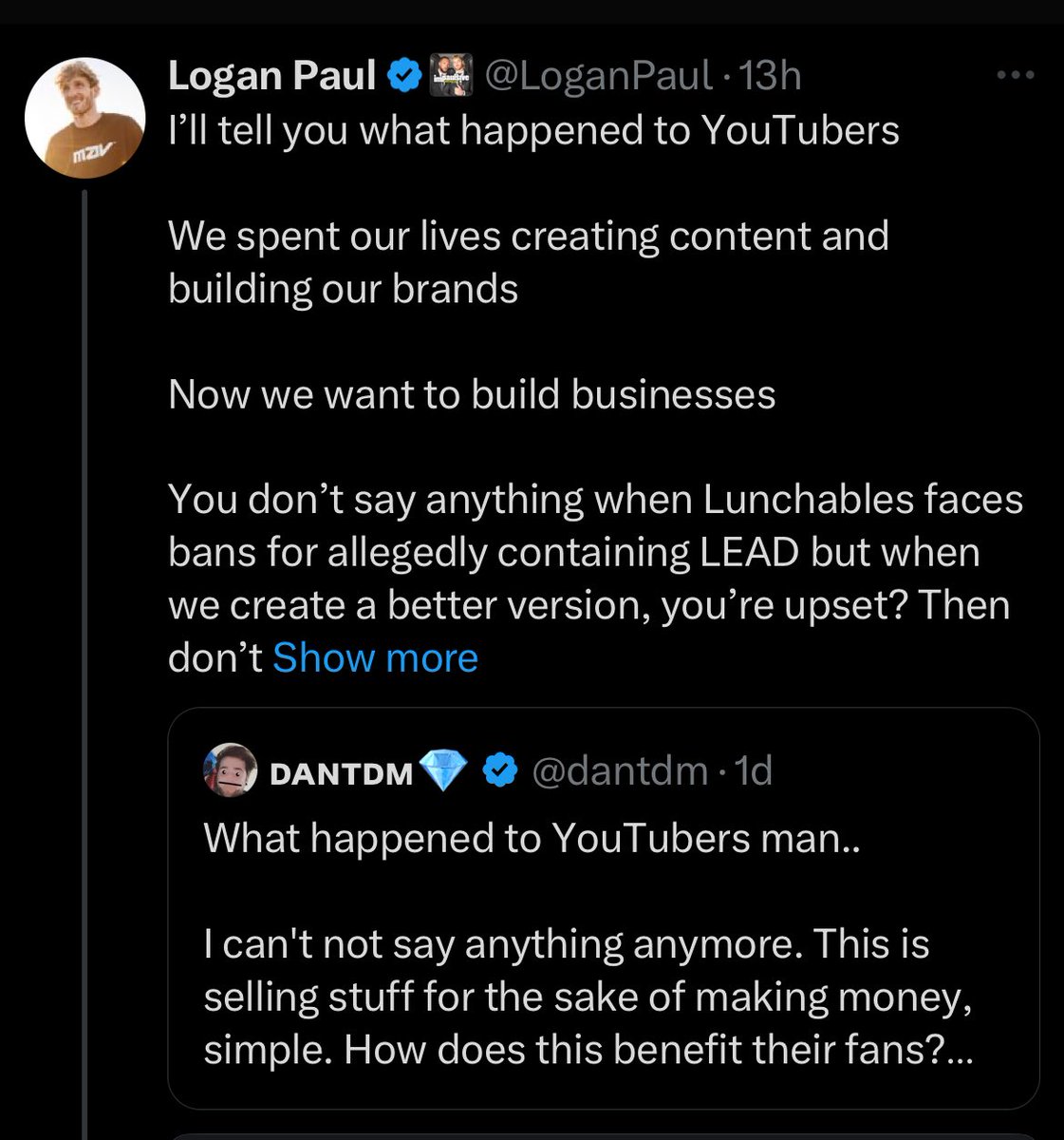 thelorebitch's tweet photo. ksi and logan paul trying to beef with dantdm of all people is so funny because it’s like trying to argue against jesus 😭

no one is siding with you over minecraft jesus https://t.co/ISgKsfCdfQ