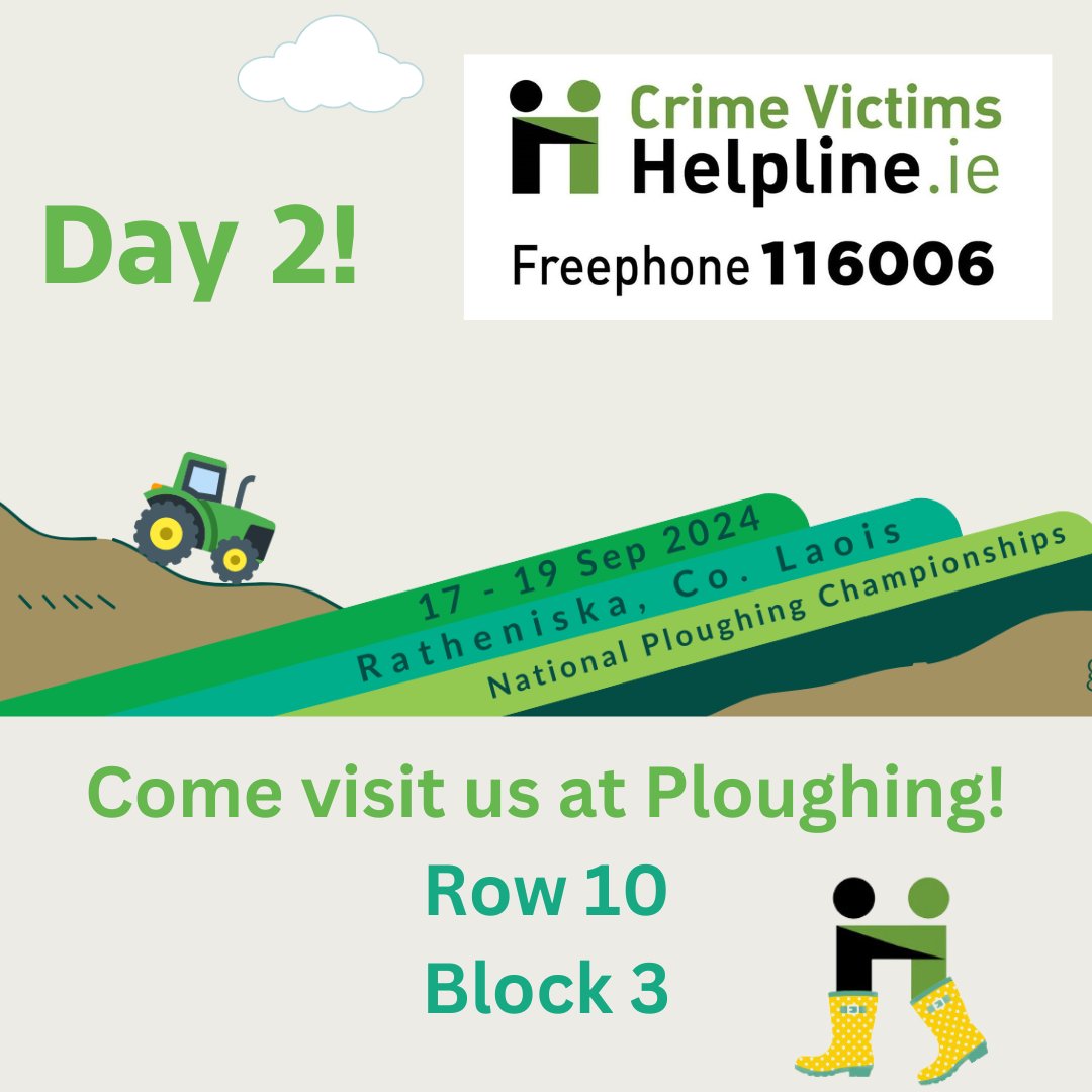 We are delighted to be back today exhibiting at the National Ploughing Championships as part of the Government of Ireland Supporting Victims of Crime. Thank you to everyone who stopped by yesterday! Row 10, Block 3.  #GovPloughing24 #Ploughing24