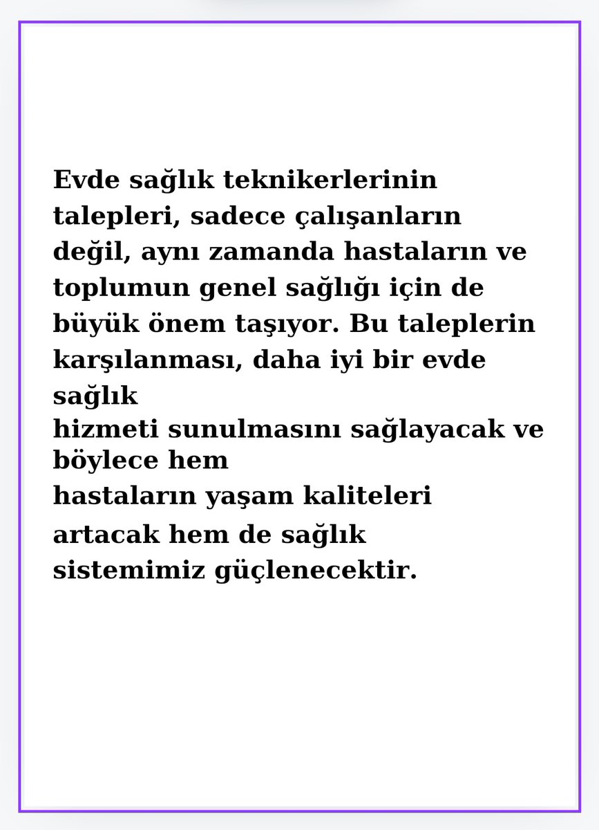 Evde Hasta Bakım teknikerleri sağlık hizmetinin verilmesine büyük güç katacaktır.Bunun için kadro sayılarının yükseltilmesi ve meslek tanımının düzenlenmesi gerekmektedir.<a href="/drmemisoglu/">Prof. Dr. Kemal Memişoğlu</a> <a href="/sbsggm/">Sağlığın Geliştirilmesi</a> <a href="/dryasinerkoc/">Dr. Yasin Erkoç</a> <a href="/halksagligigm/">Halk Sağlığı Genel Müdürlüğü</a> <a href="/tcbestepe/">T.C. Cumhurbaşkanlığı</a> <a href="/RTErdogan/">Recep Tayyip Erdoğan</a> #Evdesağlık
#evdehastabakımteknikeri