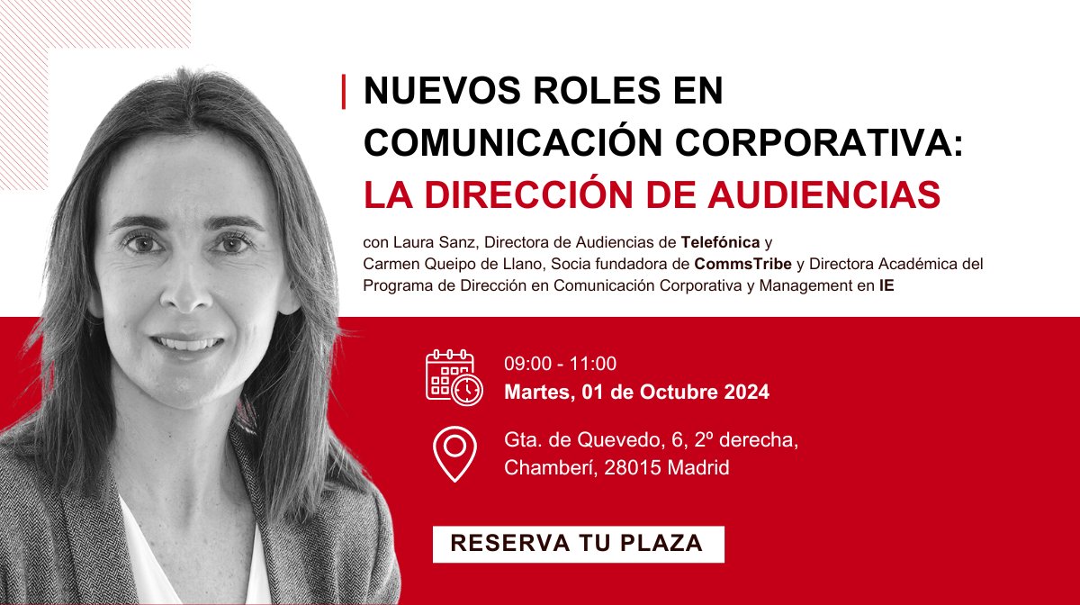 CommsTribe's tweet photo. La Dirección de #Audiencias está revolucionando la #comunicacióncorporativa. Descubre cómo este rol puede servir como escudo reputacional, aportando mayor precisión, efectividad y relevancia a la estrategia de comunicación. Reserva tu entrada ➡️ https://t.co/dzVohM5Snj https://t.co/uoPVVGgej4