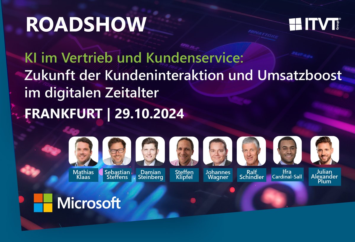 ITVTGroup's tweet photo. Meet us at our #Roadshow! With insights from industry experts, you’ll learn about exciting topics focusing on using #AI for Sales and Customer Service. Learn more and register now! https://t.co/PiADPgGqCx https://t.co/TNzdOznZrj