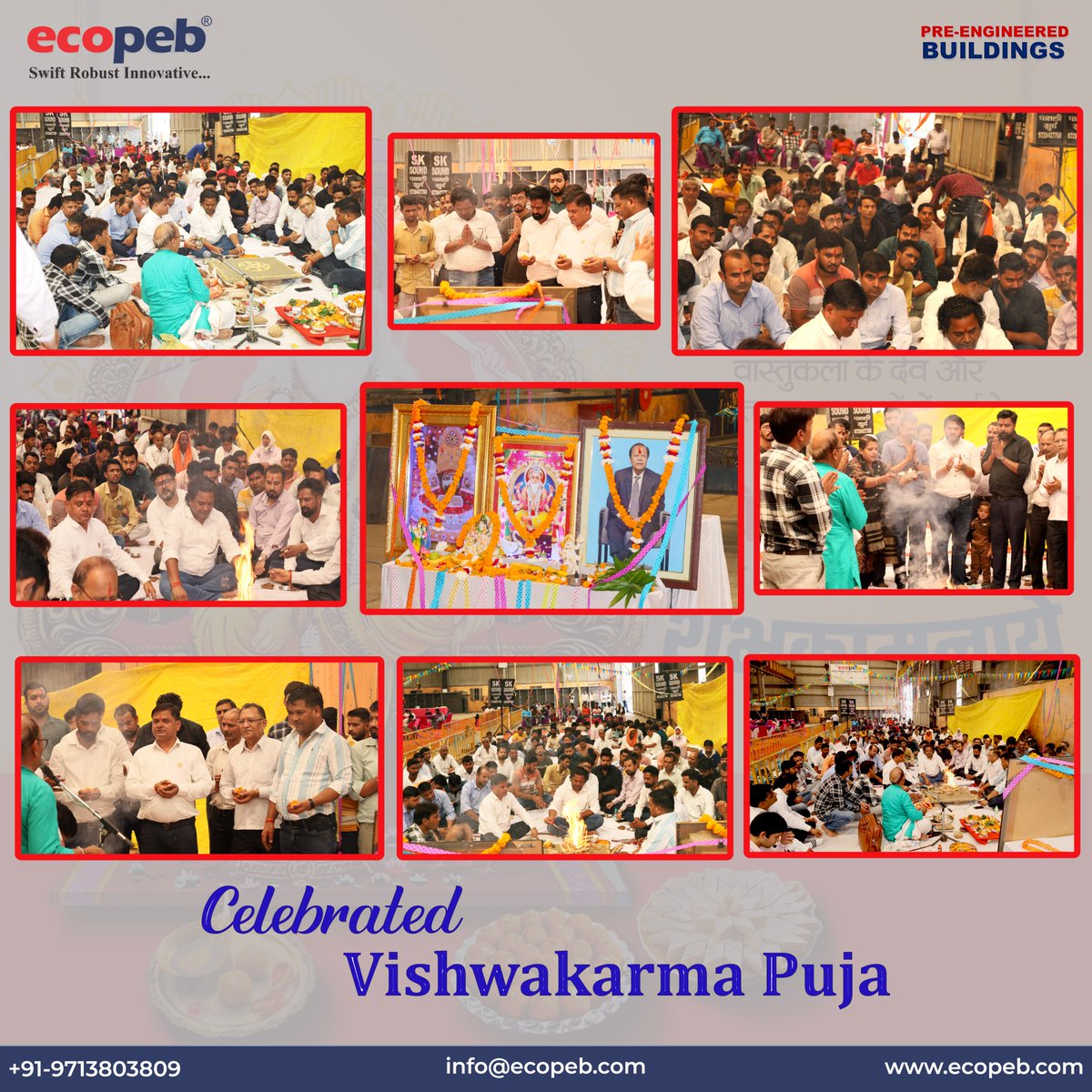 _ecopeb's tweet photo. "Celebrating Vishwakarma Puja at our Patli Plant, Eco Turnkey Solutions Pvt. Ltd. 🙏✨ Honoring the divine architect and seeking blessings for continued innovation and excellence in our work. Here's to craftsmanship, dedication, and the spirit of building a better future together https://t.co/HlQ4H67blH
