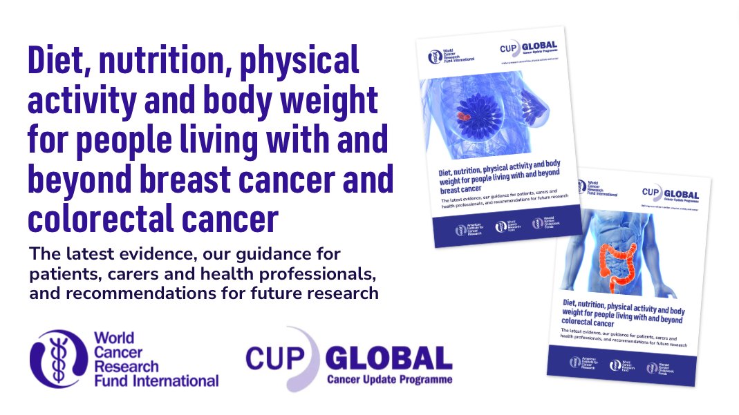 wcrfint's tweet photo. Today, we're launching our new CUP Global reports on #BreastCancer and #ColorectalCancer survival!

They build on our existing Cancer Prevention Recommendations and highlight the importance of diet and exercise after a cancer diagnosis #WorldCancerCongress
https://t.co/r05Bj0pBS8 https://t.co/54PMMOchC1