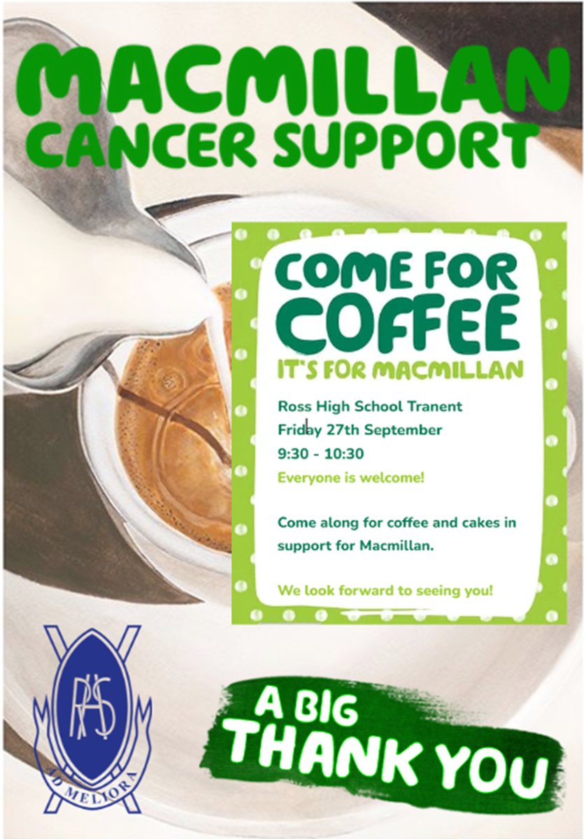 Coffee &amp; Cake - what's not to love 🤩😋 Come along and support MacMillan Cancer at our fabulous school coffee morning 🙌