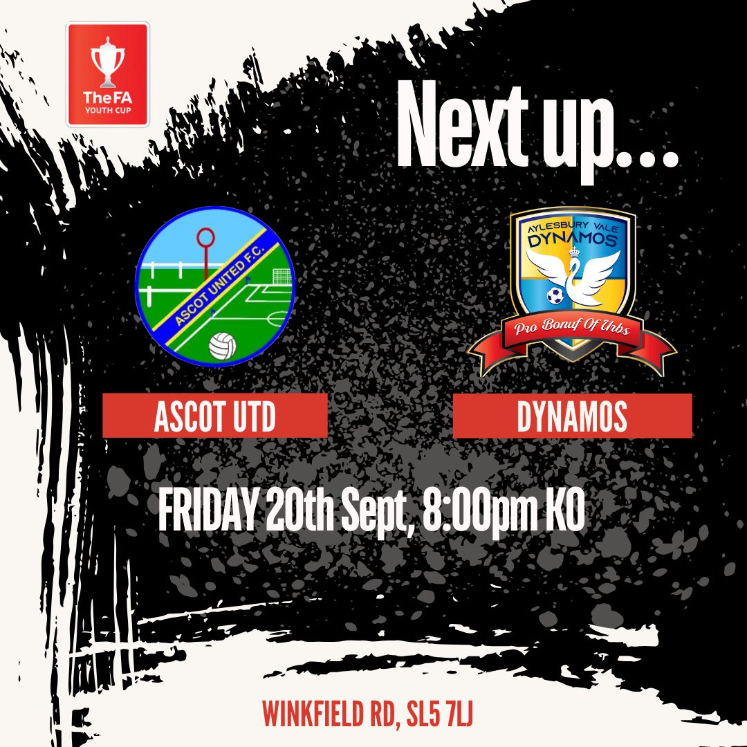 ValeDynamosU18s's tweet photo. Next up… FA Youth Cup action! 

Join us this Friday as we travel to @AscotUnitedFC in our 1st Round qualifier clash! 

🏟️ Winkfield Rd, SL5 7LJ
⏰8:00pm Ko

🟡🔵

#UTDs https://t.co/J2hPtl51Qn