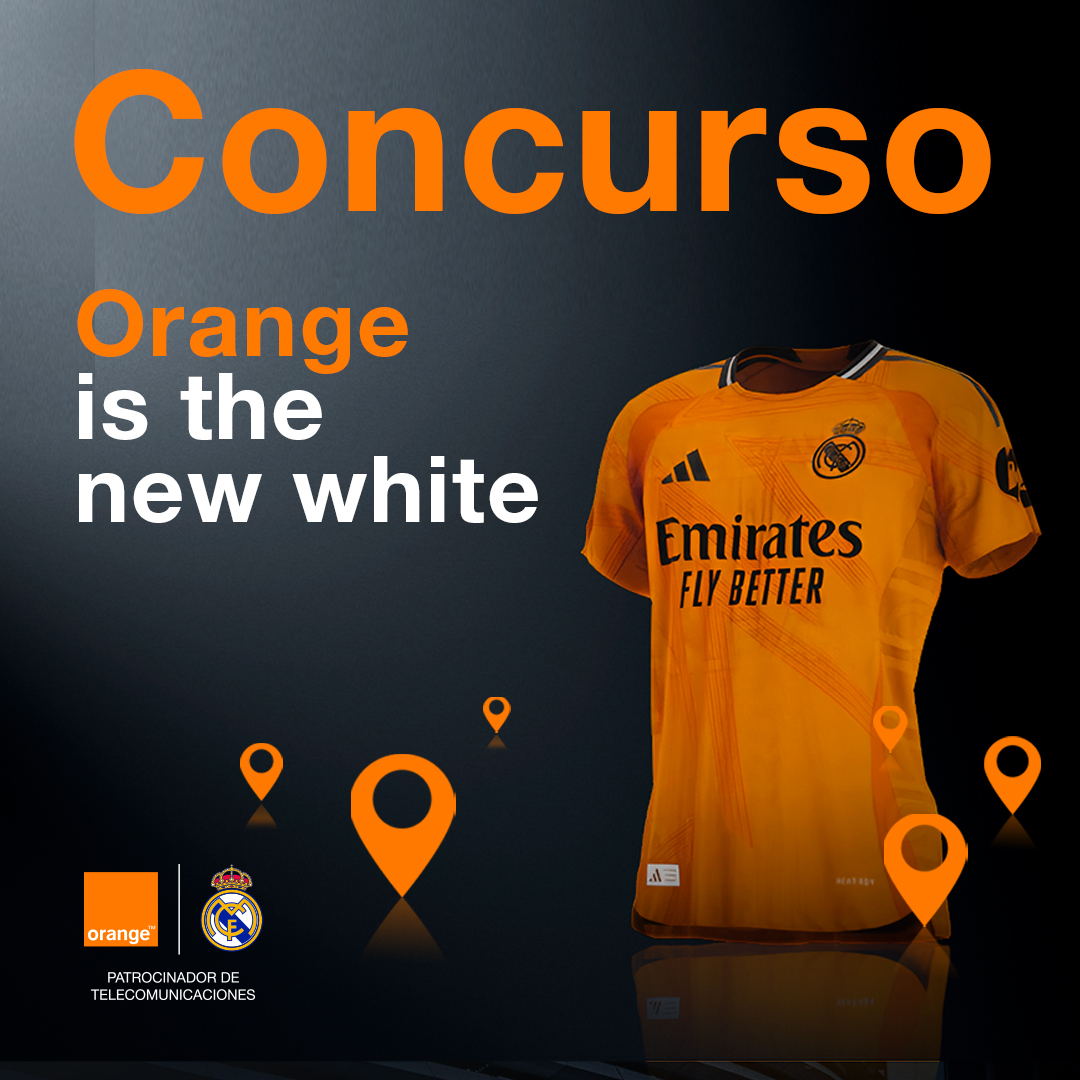 ⚽ ¡¡¡CONCURSO!!! ⚽ ¿Quieres una camiseta naranja del <a href="/RealMadrid/">Real Madrid C.F.</a>? ¡Sigue estos pasos! 👇 #OrangeIsTheNewWhite ! 📸

✅ Síguenos
🧡 RT
📷 Busca las marquesinas cerca del Bernabéu, sube tu foto más top con la camiseta + el hashtag #OrangeIsTheNewWhite