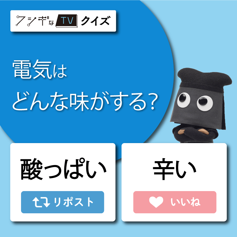kuroko_NGK's tweet photo. ＼#フシギなTV クイズ🤔／

#電気 はどんな味がする？

リポスト：酸っぱい
いいね：辛い

#日本ガイシ #NGKサイエンスサイト #クロコくん
