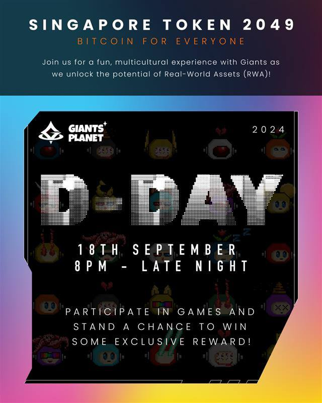 giantsprotocol's tweet image. Are you ready, Explorers?

Come find us at the Bitcoin Masquerade Event taking place tonight, 18 September at 8pm SGT.

We may or may not have some special rewards for our holders 👀

#BitcoinForEveryone