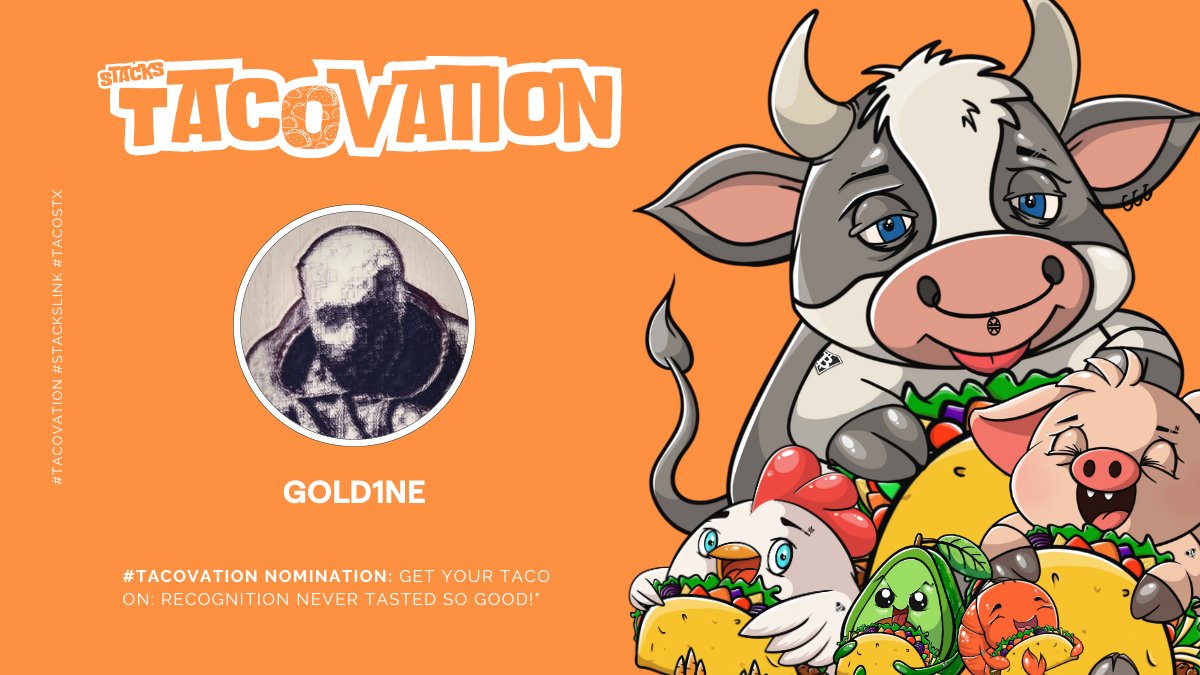 ReeceSwanepoel's tweet image. I&apos;m nominating @SAGA_is_SEGA for constantly grinding, and constantly spreading the good word of Stacks and Bitcoin to the world through his incredible music. An absolute JUGGERNAUT, and an awesome dude. 

#tacovation #stackslink