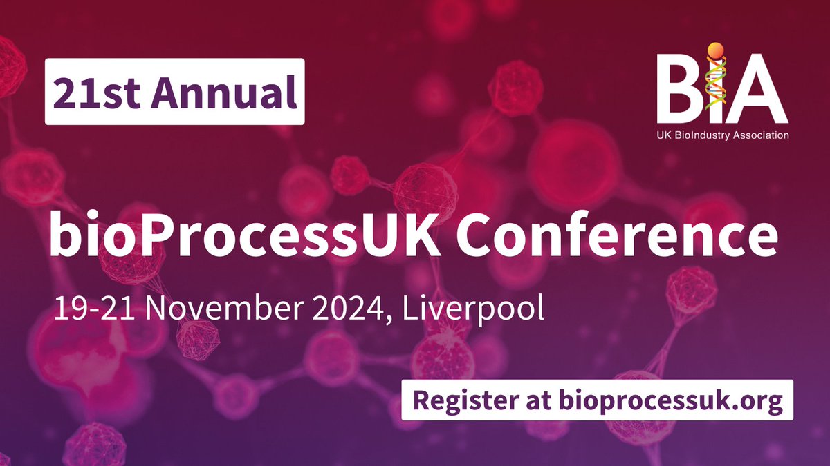 One for the autumn calendar: We're proud to support <a href="/BIA_UK/">BioIndustry Association (BIA)</a>'s #bioProcessUK conference on 19-21 Nov, where you can make #BusinessConnections, hear the latest #bioprocessing news and learn from high profile speakers. Contact Mollie Nolan for a discount!

bioprocessuk.org