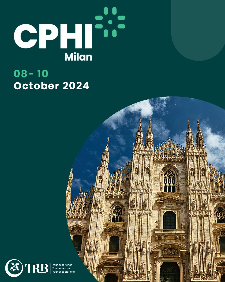 TRB_Intl's tweet photo. 📢TRB will attend the Convention on Pharmaceutical Ingredients #CPHI2024 in Milano. Visit us at booth 14F54 (Hall 14) from October 8 to 10. We look forward to connecting with you.

👉 Learn more https://t.co/kN1mYf7Zuw
#CPHI2024 #PharmaInnovation #PharmaIndustry #TRBTeam https://t.co/jeYmQZAUon