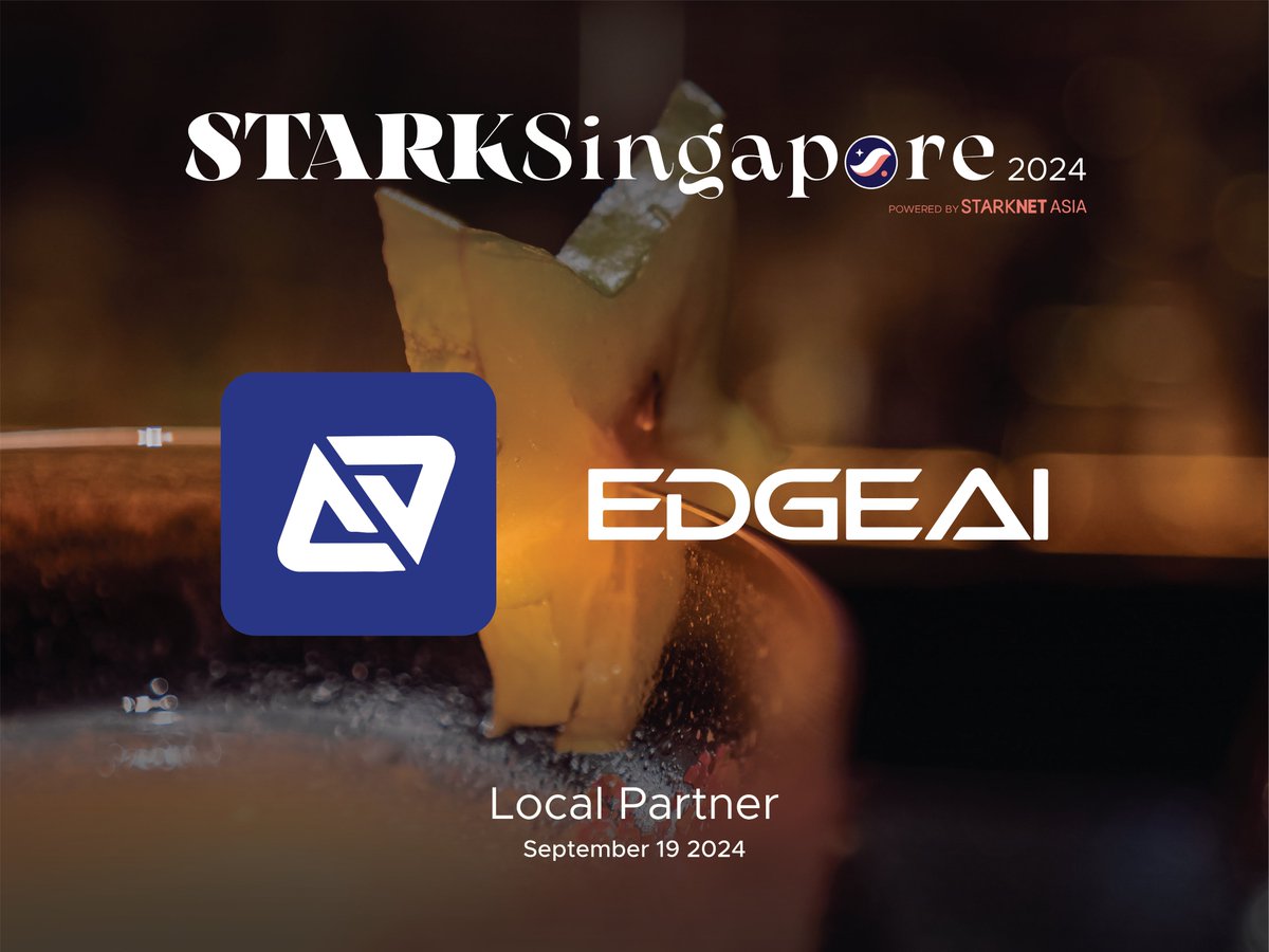 Starknet_Asia_'s tweet photo. Our other local partner, @EdgeAI_xyz , is pushing boundaries with their innovative AI solutions, and we’re excited to have them supporting Stark Singapore. 🤖 https://t.co/R9loNwPH3s