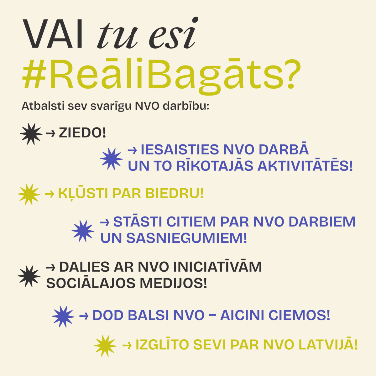 voluuda's tweet photo. Styprynojūt i atbolstūt NVO darbeibu, tu paleidzēsi myusu vysu kūpeigajai boguoteibai palikt leluokai i paleidzēsi ceļt sabīdreibys lobkluojeibu!
#ReāliBagāts #NVO #Biedrības #Nodibinājumi #NevalstiskaisSektors #DigitalActivismProgram #TechSoupGlobalNetwork #HiveMind https://t.co/nm6BoNO5sA