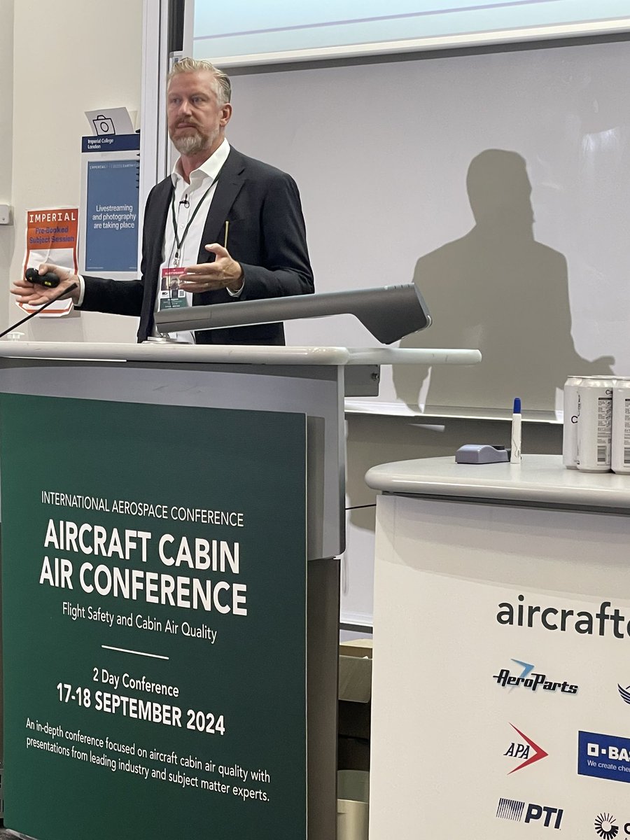 Ola Häggfeldt of <a href="/CTTSystems/">CTT Systems - News and IR</a> making an important presentation on aircraft low humidity levels and their technical solutions for aircraft #aircraftcabinairquality