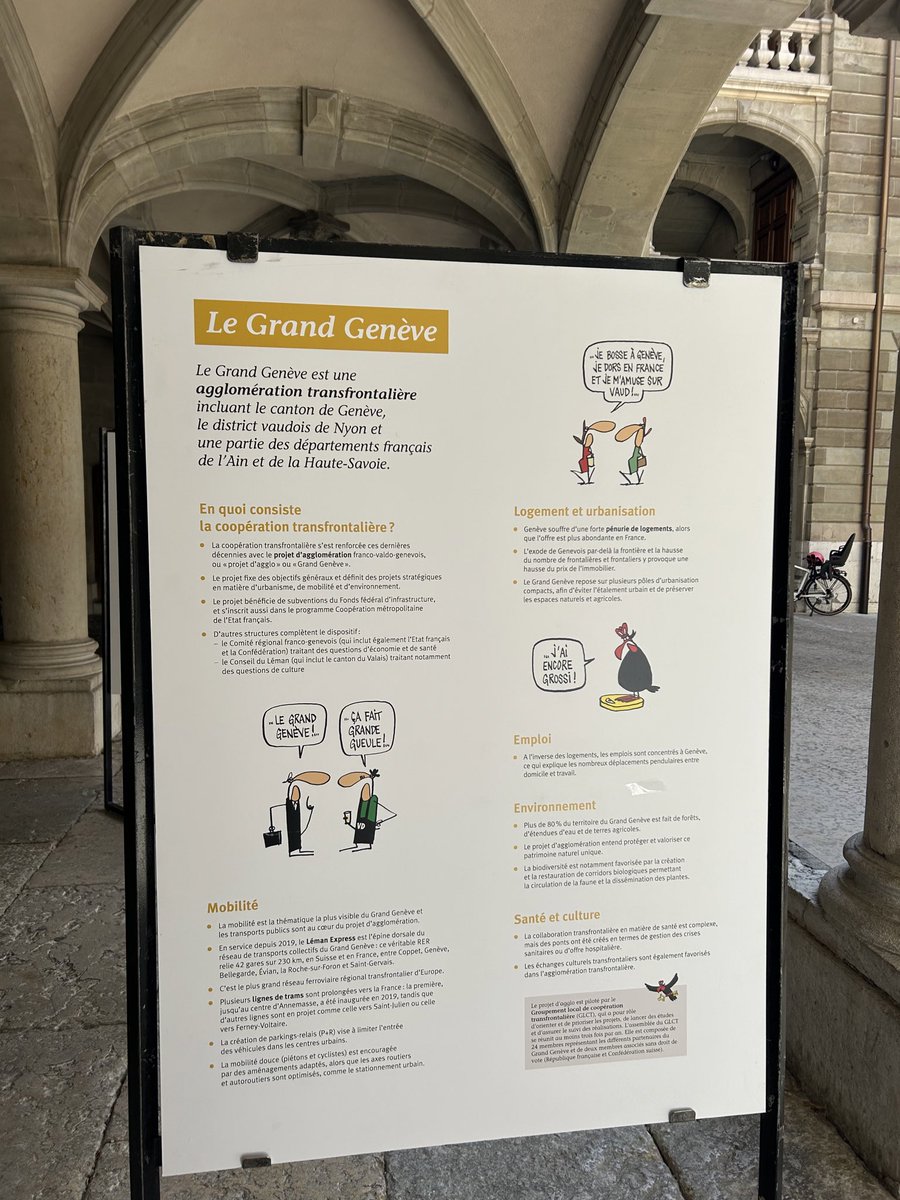 Nombreuses formes de #coopération #transfrontalière dans la région du Grand Genève… mais aussi des tensions? 🤔👇🏻 exposition à l’Hôtel de ville de Genève, 📸16.09.2024