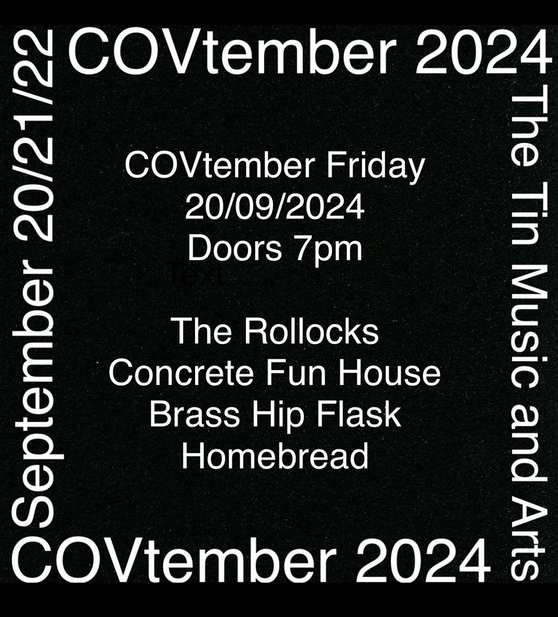 COVtember begins this Friday…. Superb line up this year. Here’s opening night. Tickets limited !!!

ticketweb.uk/event/covtembe…

#coventry