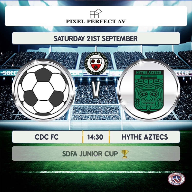 hytheaztecs's tweet photo. 📢 Fixture Announcement
🆚 CDC FC
🗺️ Outdoor Sports Centre, SO16 7AY
We turn our attentions to the Junior Cup, we travel to face J3 side CDC FC. Looking to get our name into the hat for Rnd 2.
#UpTheAztecs🟢⚫️ https://t.co/hK7nC3YVKq