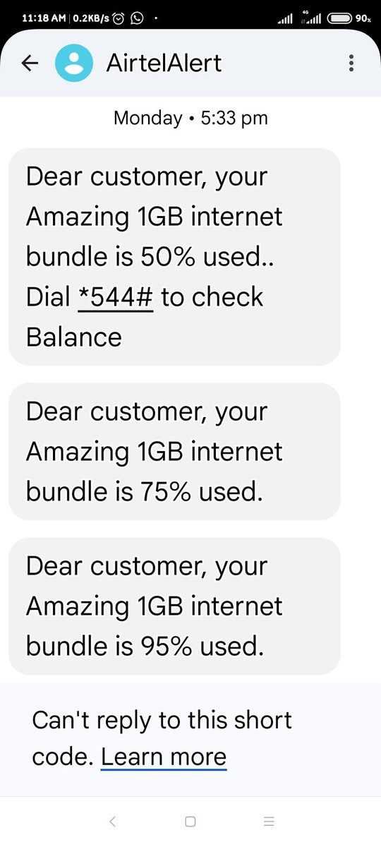 macoganga's tweet photo. @AIRTEL_KE we ran away from your competitors because of such unexplained data drain - it seems like you've started the trend! Lost more than 500 mbs yesterday within less than 5 mins! https://t.co/0Q3SHBcCoN