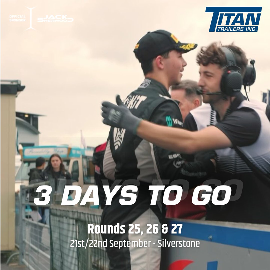 titantrailersuk's tweet image. 🏎️ 3 days to go! The countdown to Silverstone is on, and we're backing Jack Sherwood all the way in the F4 British Championship 🏁   

Keep an eye on the track – it's ready to bring the heat 💥 Let’s go, Jack! 🔥   

#TitanTrailers #F4BritishChampionship #SilverstoneBound