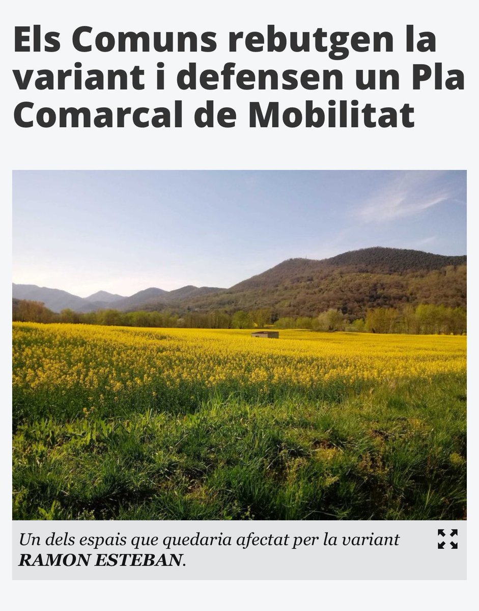 Ahir Illa prometia la variant d’Olot i Les Preses, una macroinfraestrctura que donaria resposta a un problema que es pot resoldre amb un Pla de Mobilitat Comarcal. 
Enmig de l’emergència climàtica, menys carreteres i més planificació 👇🏾

elpuntavui.cat/societat/artic…