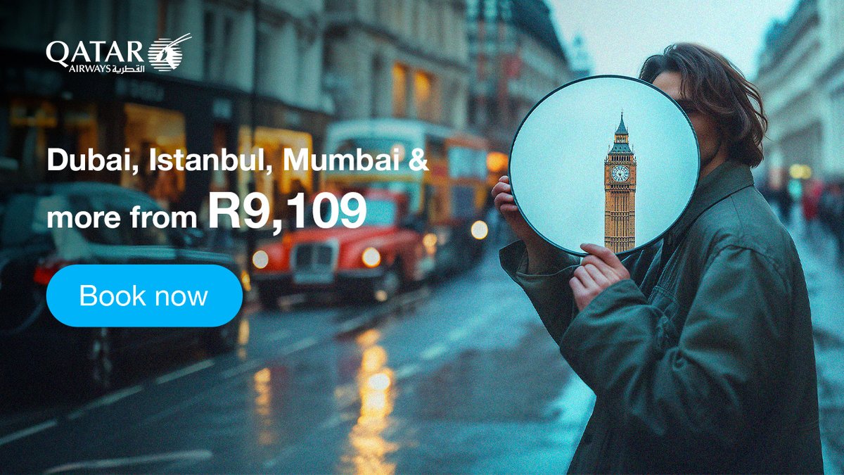 trendhubglobal's tweet photo. 🌍✈️ Explore the world with amazing deals from R9,109! 🌟 Fly to top destinations like Dubai, Istanbul, Mumbai &amp; more! Don't miss out 👉 https://t.co/FkkJvAexrh #TravelDeals #ExploreTheWorld #Qatar #Dubai #Istanbul #Mumbai #Adventure https://t.co/bgGJVh9C8b