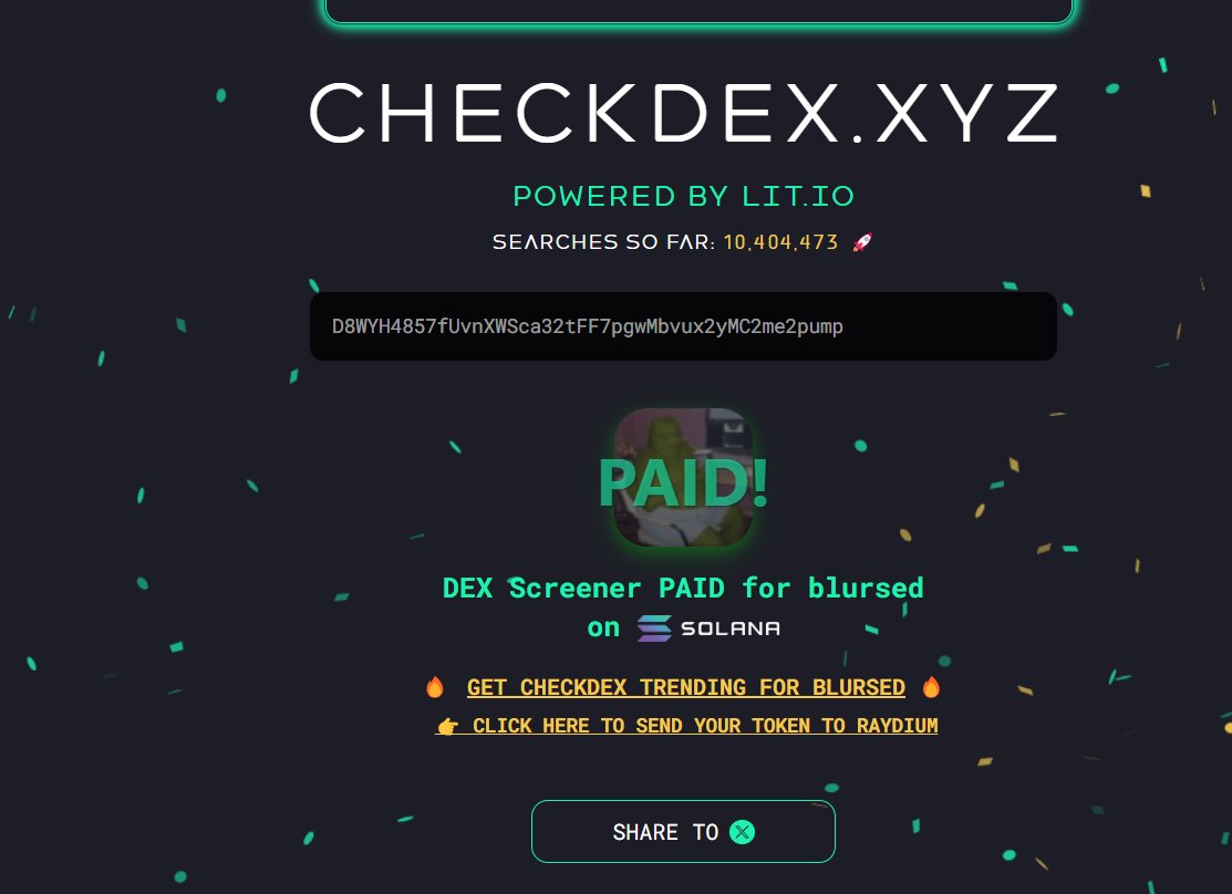 passitome's tweet photo. DEX PAID

THIS IS TOO BULLISH

DONT FADE #BLURSED

EVERYTHING BLURSED

D8WYH4857fUvnXWSca32tFF7pgwMbvux2yMC2me2pump https://t.co/T7qVJVihe7