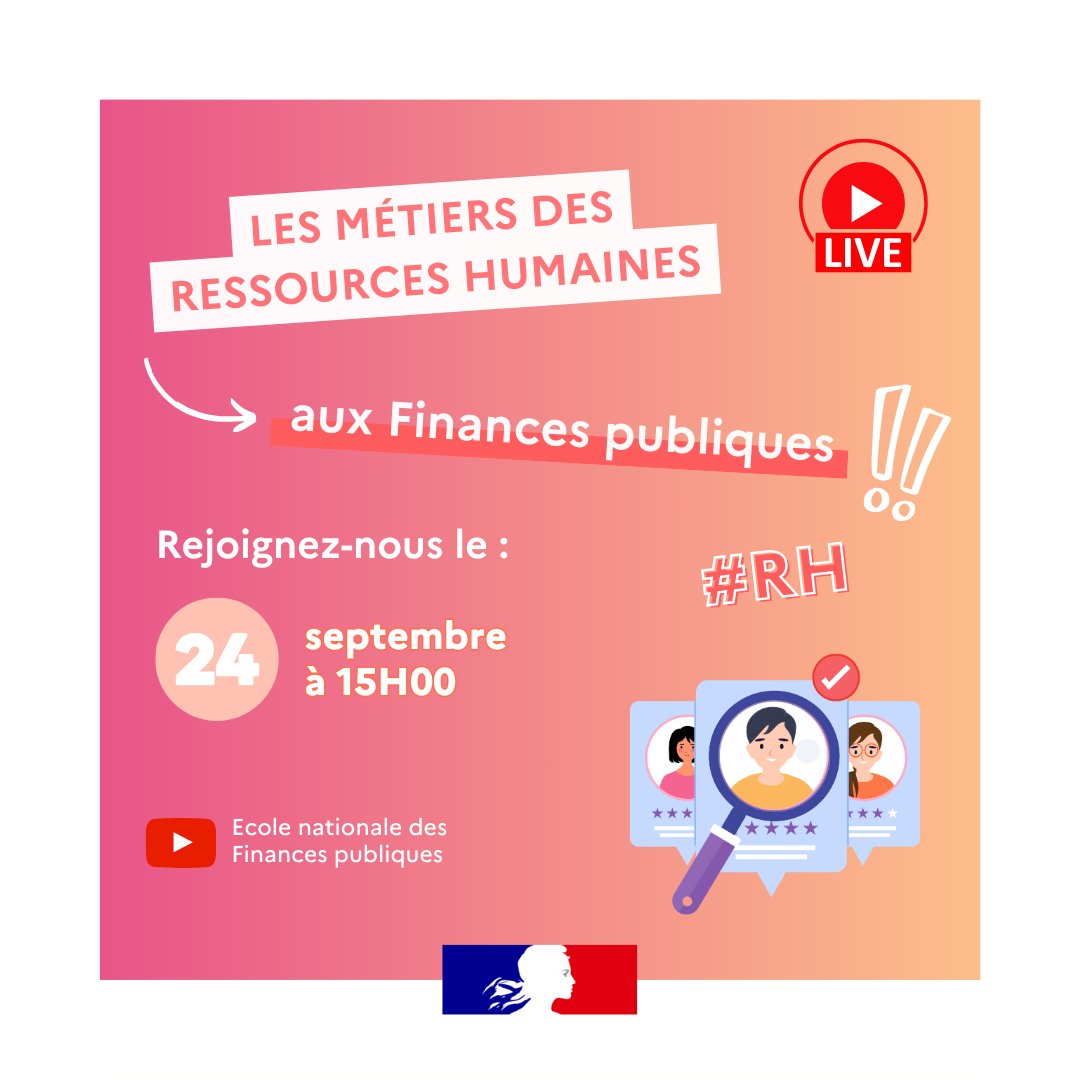 ENFiP_officiel's tweet photo. 📢 YouTube Live !
🔎 Vous vous intéressez aux métiers des Ressources Humaines ? Alors, rejoignez-nous pour notre prochain Live dédié aux #RH à la @dgfip_officiel ! 🎥💼
🗓️ 24/09/2024
🕒 15h00
👉 https://t.co/EuUaRwepoo
💬 N'hésitez pas à partager cet événement !
#RLFP https://t.co/trrLrXnmyy