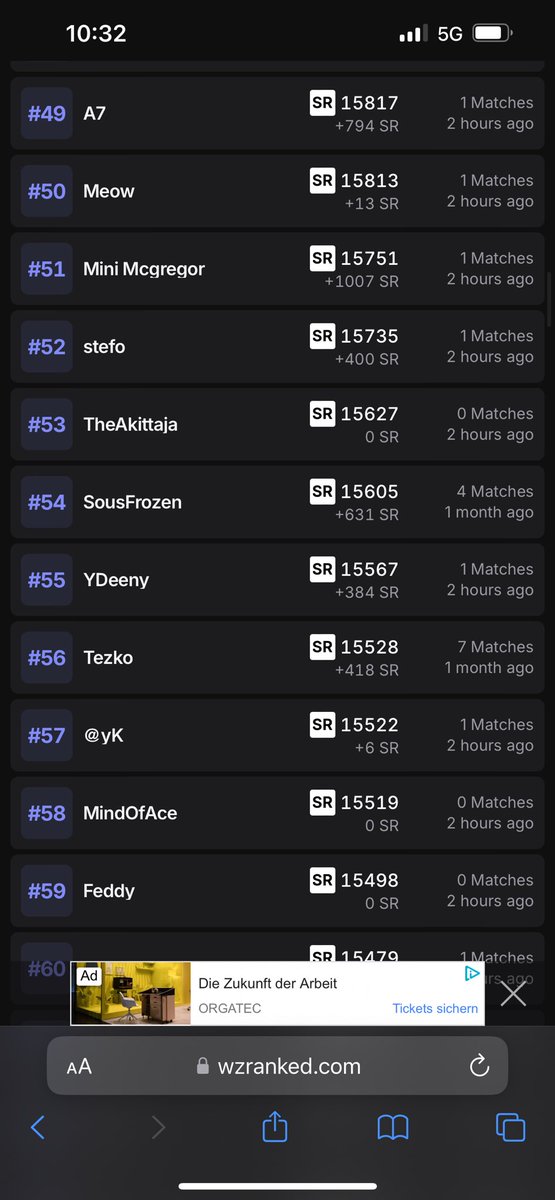 From Iri to 55th cuz they banned the hackers, this game is a joke lmao