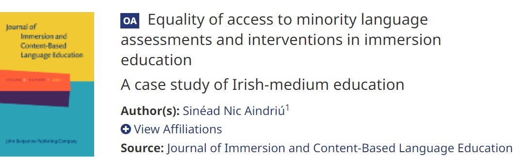 SinĂ©ad Nic AindriĂș (@aindriu_nic) on Twitter photo Equality of access to minority language assessments and interventions in immersion education: A case study of Irish-medium education.
<a href="/CoggOid/">COGG Oideachas</a> <a href="/Gaeloid/">Gaeloideachas</a> <a href="/sealbhu/">SEALBHĂ</a> <a href="/DCU_LLECE/">DCU School of Language, Literacy and ECE</a> <a href="/DCU_IoE/">DCU Institute of Education</a>
jbe-platform.com/content/journa⊠Equality of access to minority language assessments and interventions in immersion education: A case study of Irish-medium education.
<a href="/CoggOid/">COGG Oideachas</a> <a href="/Gaeloid/">Gaeloideachas</a> <a href="/sealbhu/">SEALBHĂ</a> <a href="/DCU_LLECE/">DCU School of Language, Literacy and ECE</a> <a href="/DCU_IoE/">DCU Institute of Education</a>
jbe-platform.com/content/journaâŠ