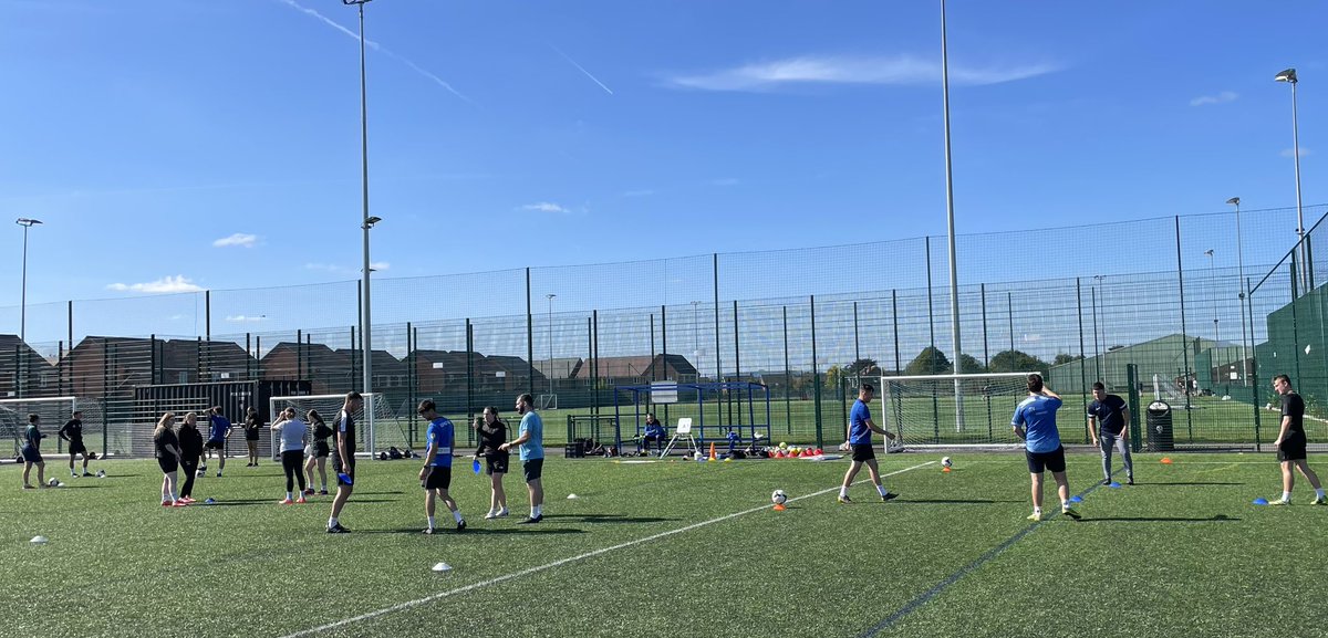 vphalsall's tweet photo. Terrific Tuesday of Teacher CPD @EnglandLearning with Secondary PGCE cohort @UoGEducation along with fabulous insights from friend, colleague and current HoPE Matt. A chance to trial some new resources to help engage all pupils #PE #PlayExplore #FA #ForAll 😁🌞⚽️ https://t.co/j9sQi1e6EB
