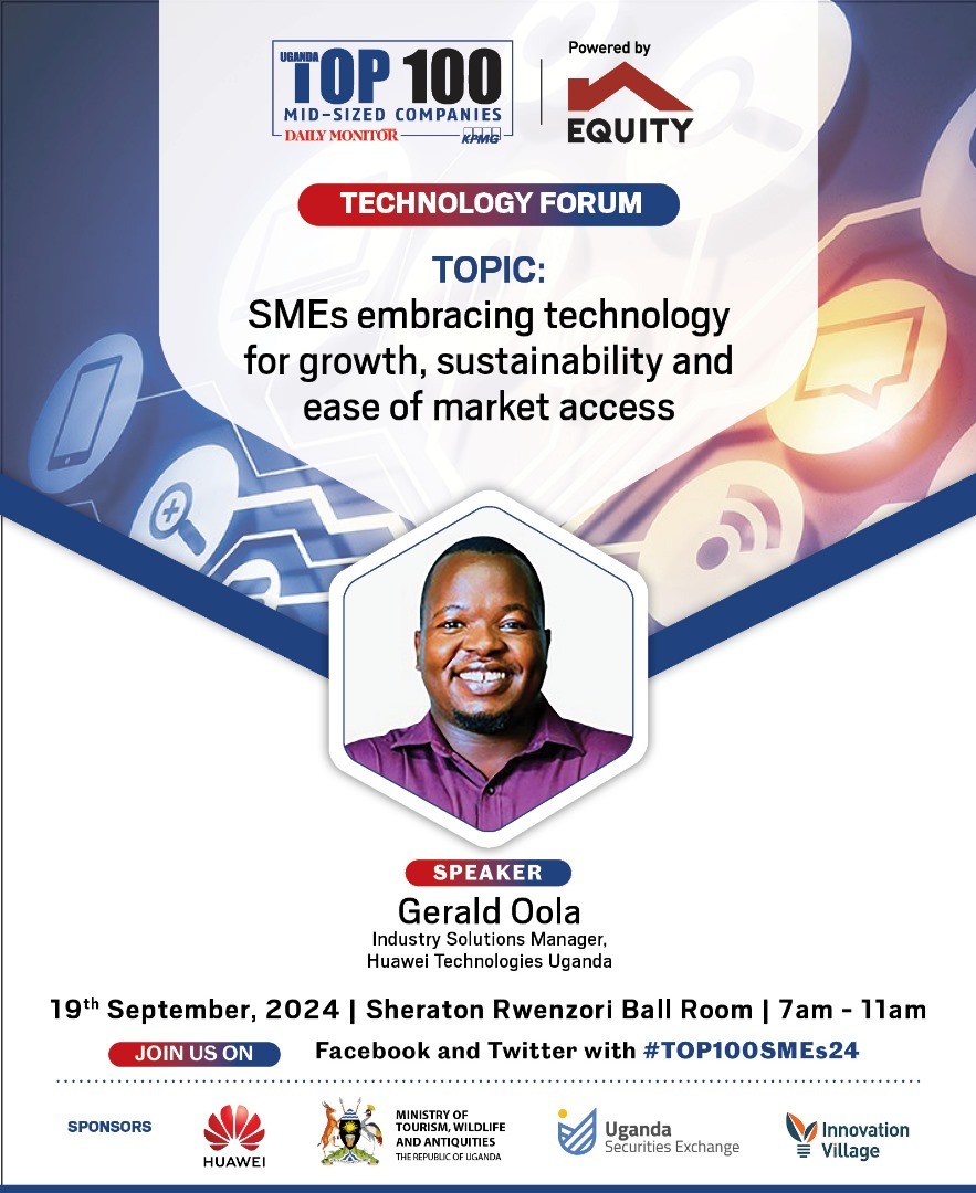 We will be back at the Sheraton Hotel tomorrow, Thursday, September 19th, for the technology forum of the #Top100SMEs24 survey.

Tomorrow's forum will focus on discussions on how SMEs can embrace technology for growth, sustainability and ease of market access. 

If you are an SME