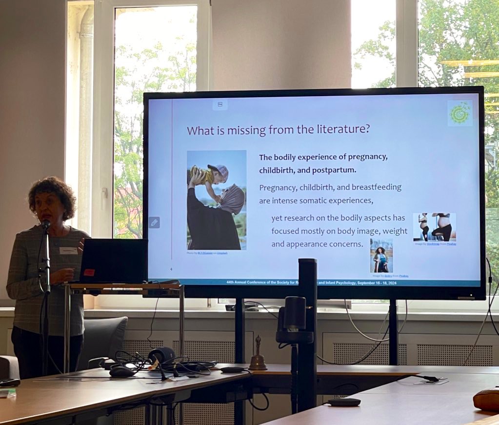 How bodily experiences (eg breastfeeding) impact on mother-infant bonding. Interesting tools have been developed to measures experiences of the body in pregnancy! <a href="/TheSRIP/">SRIP</a> #SRIP2024