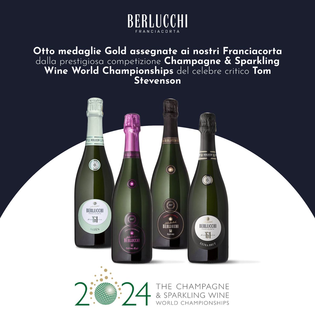 BerlucchiWine's tweet photo. Primi in Franciacorta: 8 medaglie d'oro Champagne &amp; Sparkling Wine World Championships del celebre critico Tom Stevenson, primi in Franciacorta. Un grazie speciale va al nostro territorio, che ci regala uve straordinarie e ai nostri collaboratori per tutto l'impegno e la passione https://t.co/orz3K6NZNx