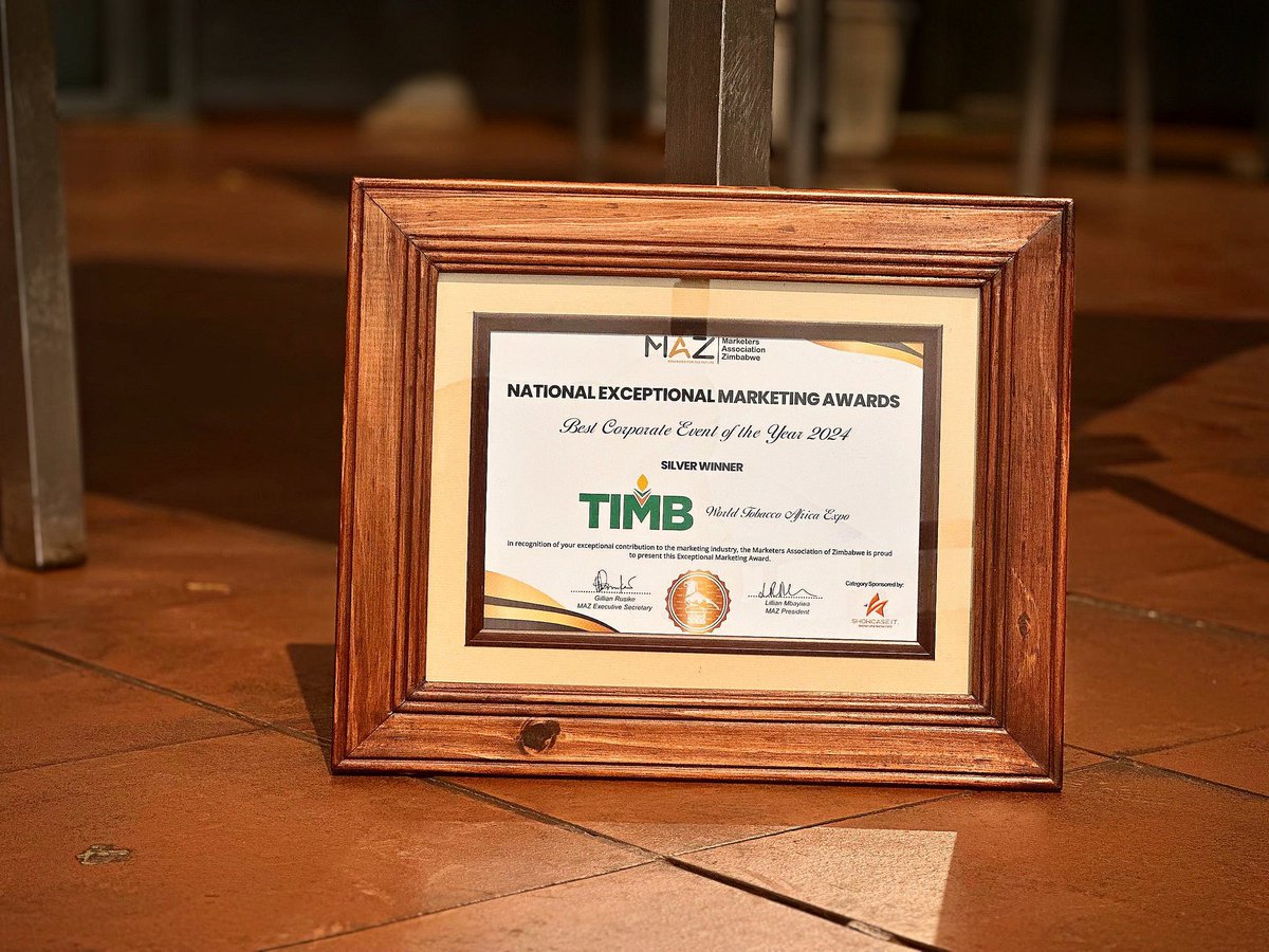 timb_zw's tweet photo. Exciting news! The World Tobacco Africa Expo has won the Silver award for Best Corporate Event of the Year 2024 at the MAZ National Exceptional Marketing Awards! 🥈Thank you to everyone who made this achievement possible! 
#forlivelihoods #forsustainability #Awards  #bestevent https://t.co/ixWRALlGjT