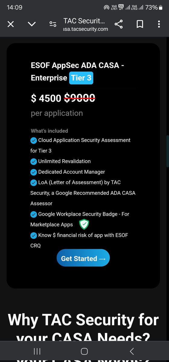 BmaxBull's tweet image. #TacSecurity has recently added Tier3  ADA CASA Assessment to their services at competitive prices of 4500 USD. And Tier2 enterprice charges hv been reduced from $3500 to $1800. #Multibagger