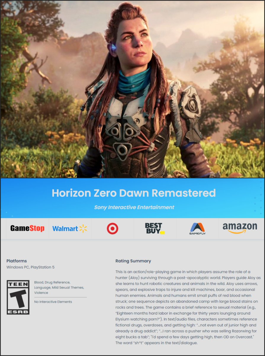 Okami13_'s tweet photo. Horizon Zero Dawn Remastered has been rated by the ESRB.

https://t.co/u4JrrPfIwF https://t.co/1i7MhPngIQ