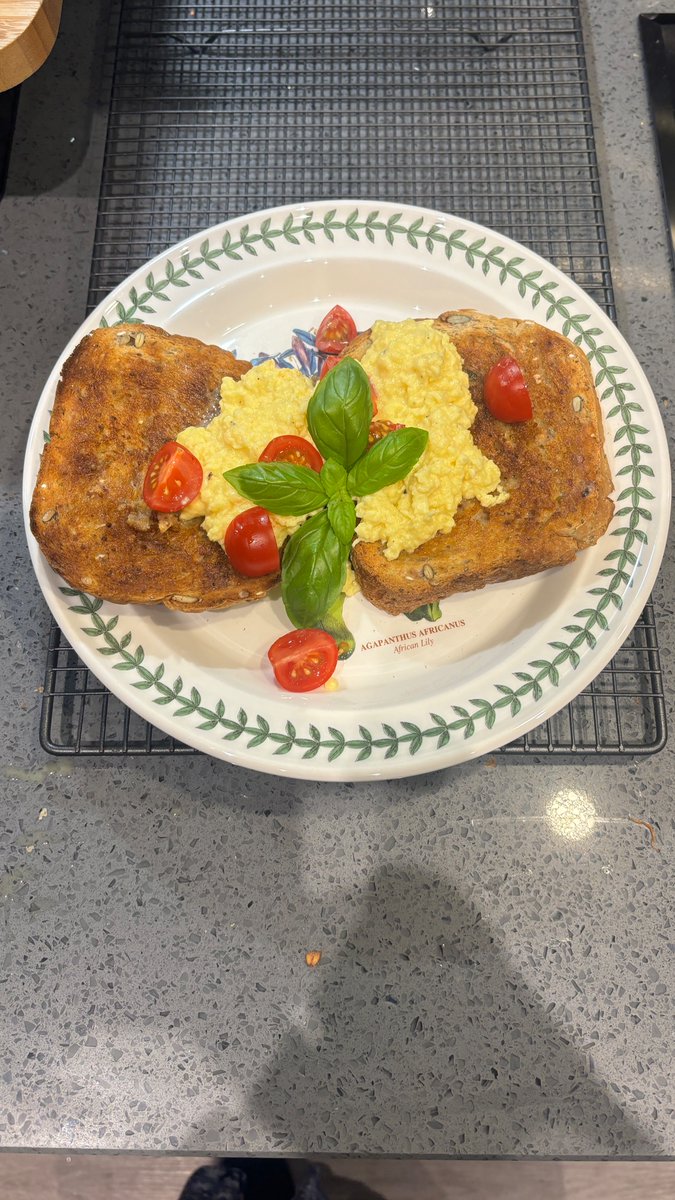 The secret to an amazing breakfast - home grown Tomatoes and Basil, home made bread and the must have ingredient ........ eggs from the chickens <a href="/ABPrimary/">Albert Bradbeer</a> - thanks everyone - really delicious!!