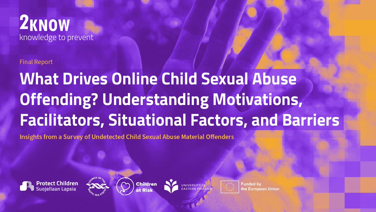 ECPAT's tweet image. Check out the findings of the new report from #EUfunded Project #2KNOW (@SuojellaanLapsi)! 

This research uncovers the complex factors driving online child sexual abuse offending and it is crucial for shaping effective prevention strategies.

👉️ bit.ly/4ebWZqf