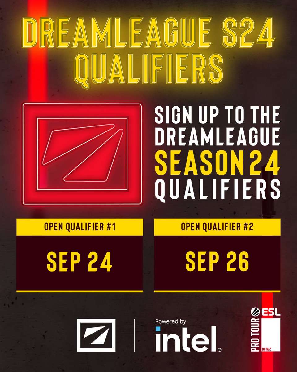 Don't forget!!

The #DreamLeague S24 Open Qualifiers start next week; if YOU think you have what it takes to face some of the best teams in the world then make sure to sign up! 😎

🖊  esl.gg/DLS24OpenQuals