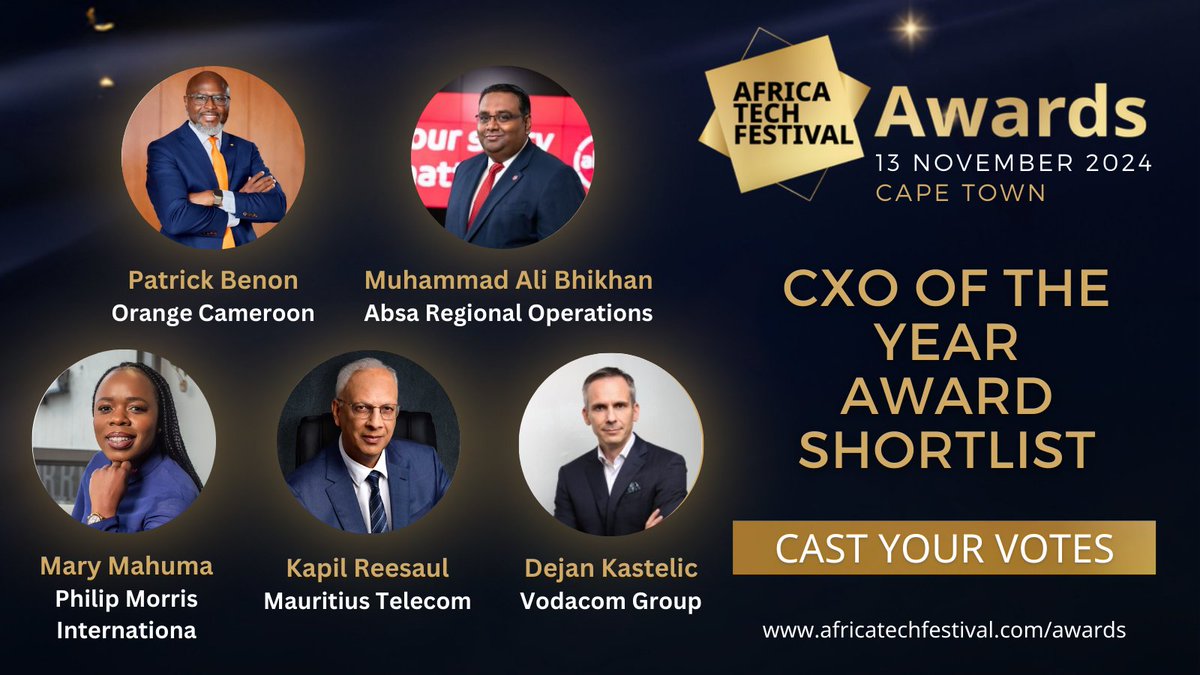 Introducing the shortlist for the #AfricaTechFestivalAwards CXO of the Year Award!

Who do you think should win?

➡ Cast your votes: spr.ly/6018o6VC2

➡ Visit the Awards Page to learn more about the show and the shortlisted leaders: spr.ly/6015o6VCh