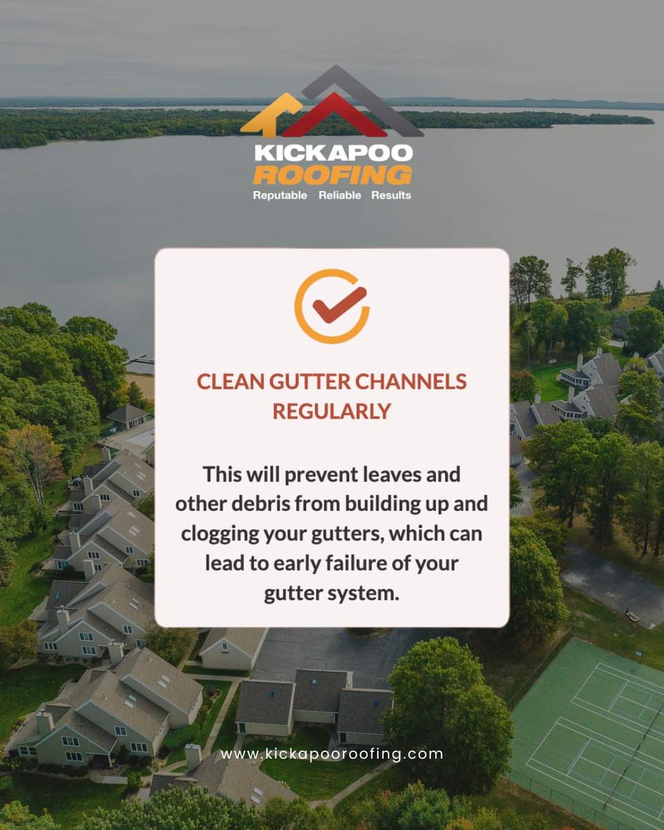 KickapooRoofing's tweet image. 🍁 Fall is coming, and that means it’s time to clean those gutters! Clogged gutters can lead to costly roof damage, but don’t worry—Kickapoo Roofing is here to help. 

As your local roof experts, we’re dedicated to keeping your home safe and sound. 

Need a hand? Visit…