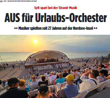 Taykra's tweet image. #Sylt: Weggespart: 27 Jahre hatten die 16 Spitzenmusiker aus ganz Europa auf der Westerländer Strandpromenade in der Musikmuschel gespielt. bild.de/regional/sylt/…