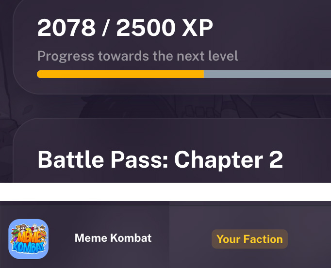 Calling all top Meme Kombat scorers in the <a href="/PortalFantasyio/">Portal Fantasy: Worlds Beyond 🔮</a> Faction Tournament 💥

Hit 2000 XP in the battle pass, join our faction, and share your screenshots on Discord to claim 200 $MK! 🏆

Limited to 1 per person—only the first 100 will win. Don’t miss out! ⚔️